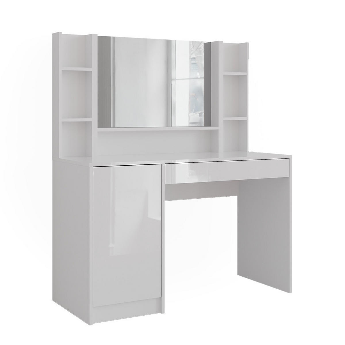 SCHMINKTISCH Sherry Weiß/Weiß Hochglanz 119.8 cm 4 Teile - Weiß Hochglanz, Holzwerkstoff (119.8/76/50.1cm) - Vicco