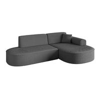 ECKSOFA Ottomane Rechts MARI-L1 - 232x163x73,5 cm Grau Bouclé - Schwarz/Grau, Holzwerkstoff/Kunststoff (234/163cm) - ALTDECOR
