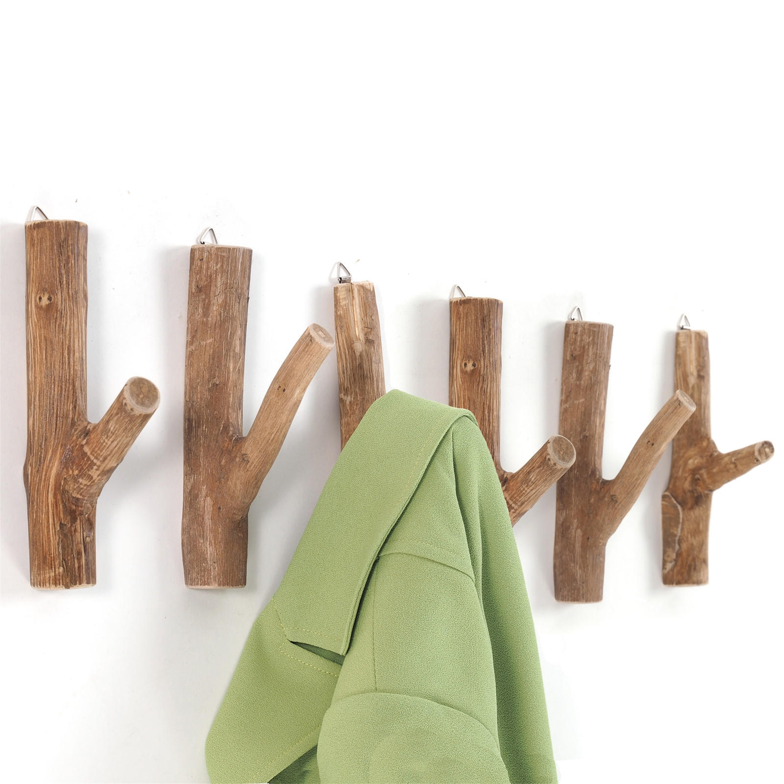 GARDEROBENHAKEN LIMB 6er Set Teakholz Wurzel naturfarben - Naturfarben, Holz (2/17/10cm) - DESIGN DELIGHTS