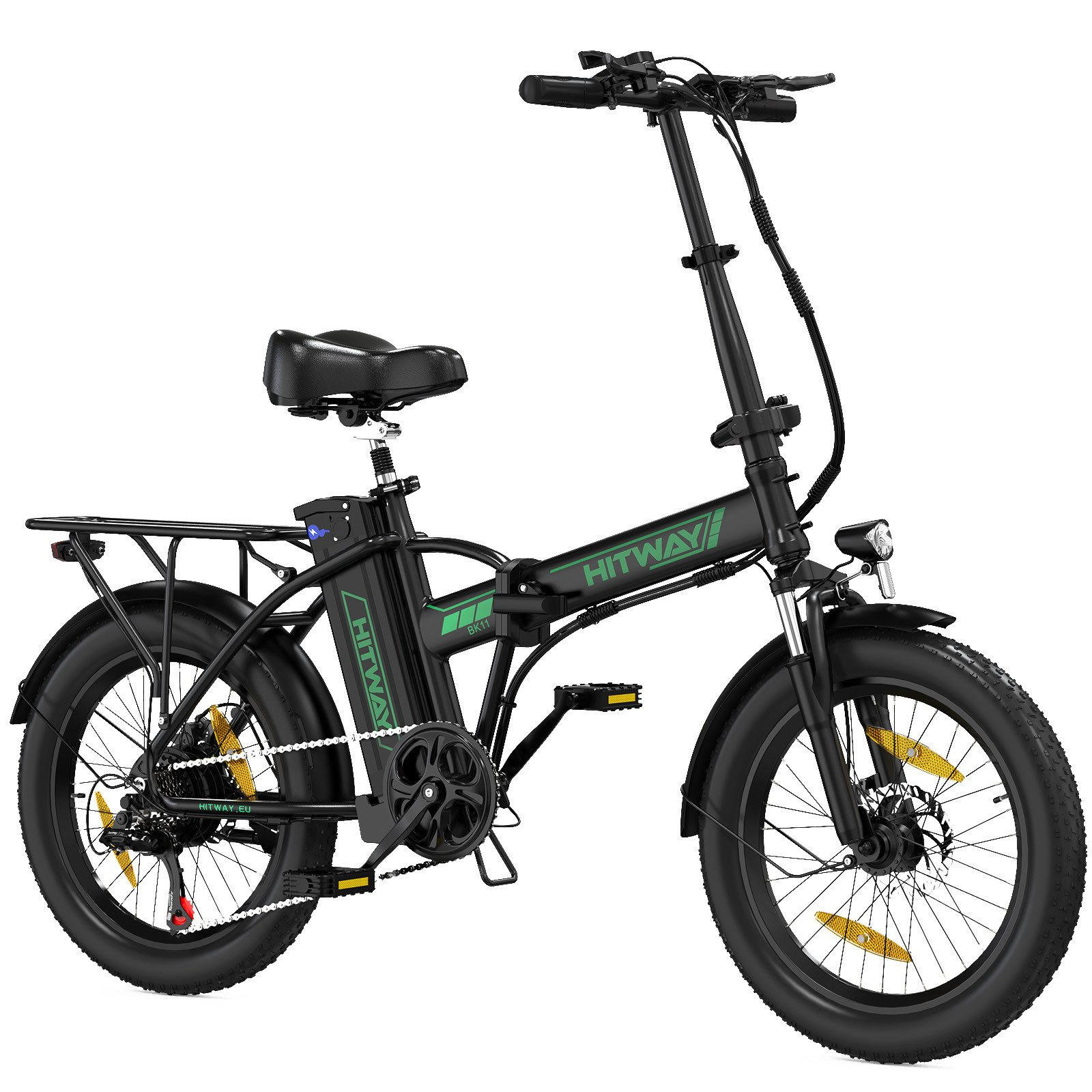E-BIKE BK11 Klapprad 20*3,0 Zoll mit 36V12Ah Akku Max 35-90km - Grün, Metall (38cm) - HITWAY