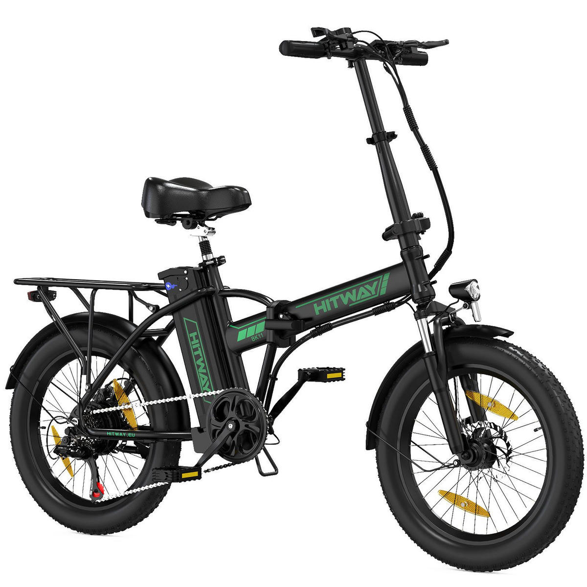 E-BIKE BK11 Klapprad 26 × 3,0 Zoll mit 36V12Ah Akku Max 35-90km - Grün, Metall (38cm) - HITWAY