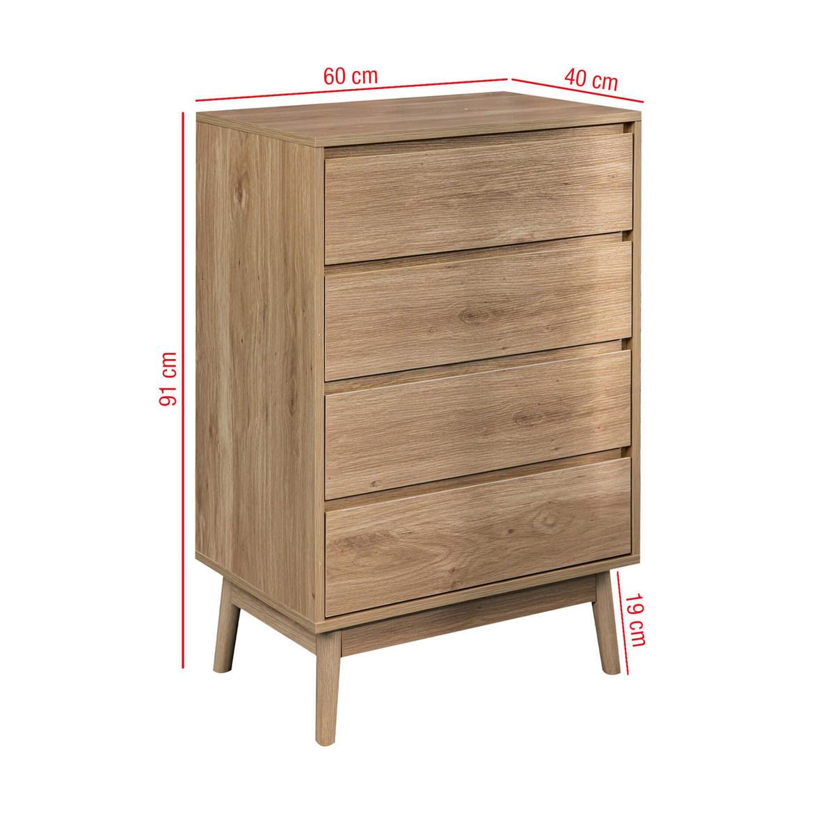 KOMMODE Braun 40/60/91 cm - Braun, Holzwerkstoff (40/91/60cm) - Mobili Rebecca