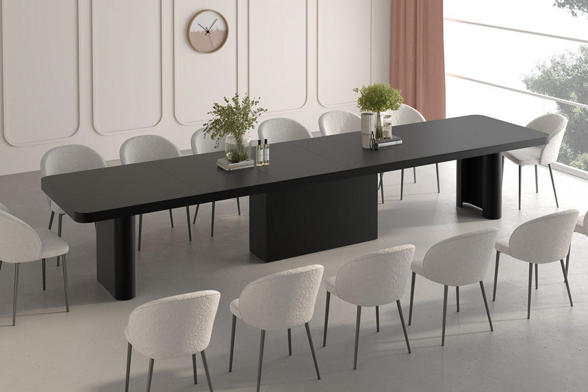 ESSTISCH rechteckig ausziehbar XXL Schwarz matt 160/100/75 cm - Schwarz, Holzwerkstoff (100/160/75cm) - designimpex