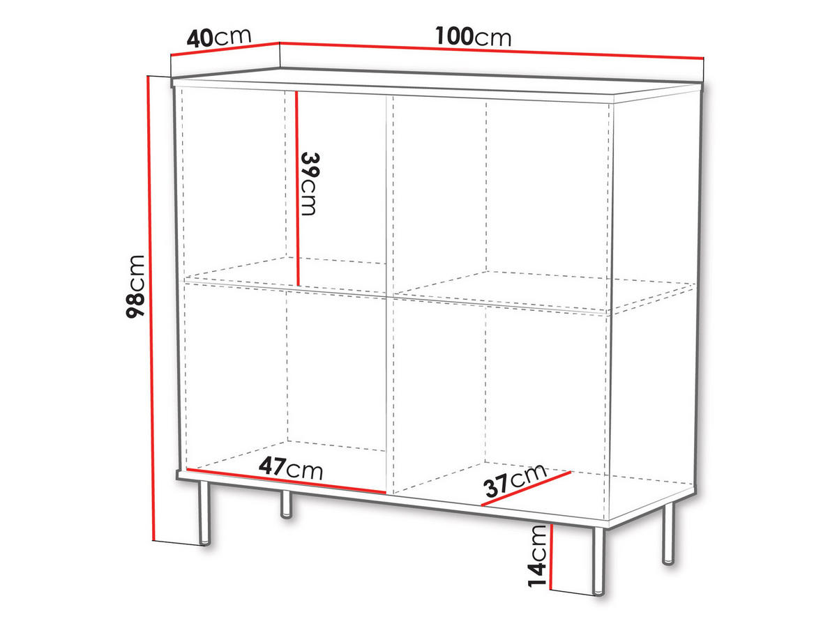 KOMMODE Leo 100 - Kaschmir/Schwarz, Holzwerkstoff/Metall (100/98/40cm) - MIRJAN24