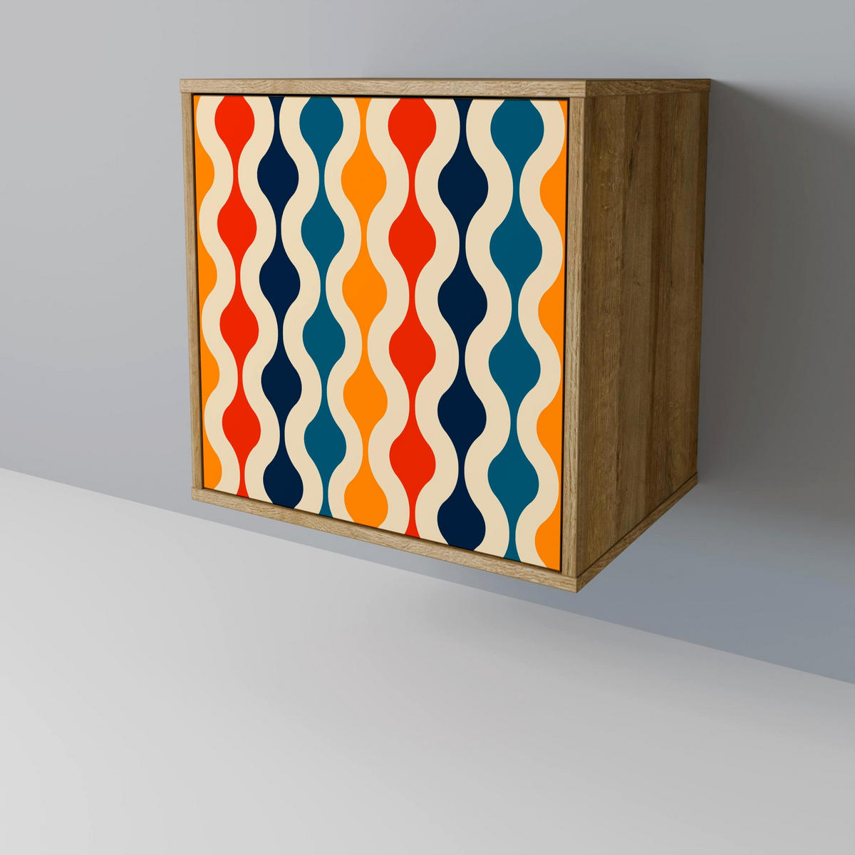 SIDEBOARD COLORFUL NOSTALGIA, Eichefarben, 57,5x42x75,5 cm, Goldfarbene Metallfüße - Eichefarben/Goldfarben, Holzwerkstoff/Metall (57.5/75.5/42cm) - SpaceRebels