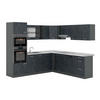 ECKKÜCHE IN L-FORM R-Line Schwarz Beton/Anthrazit 237 x 247 cm AP Marmor - Anthrazit/Schwarz, Holzwerkstoff (247/81.6/60cm) - Vicco