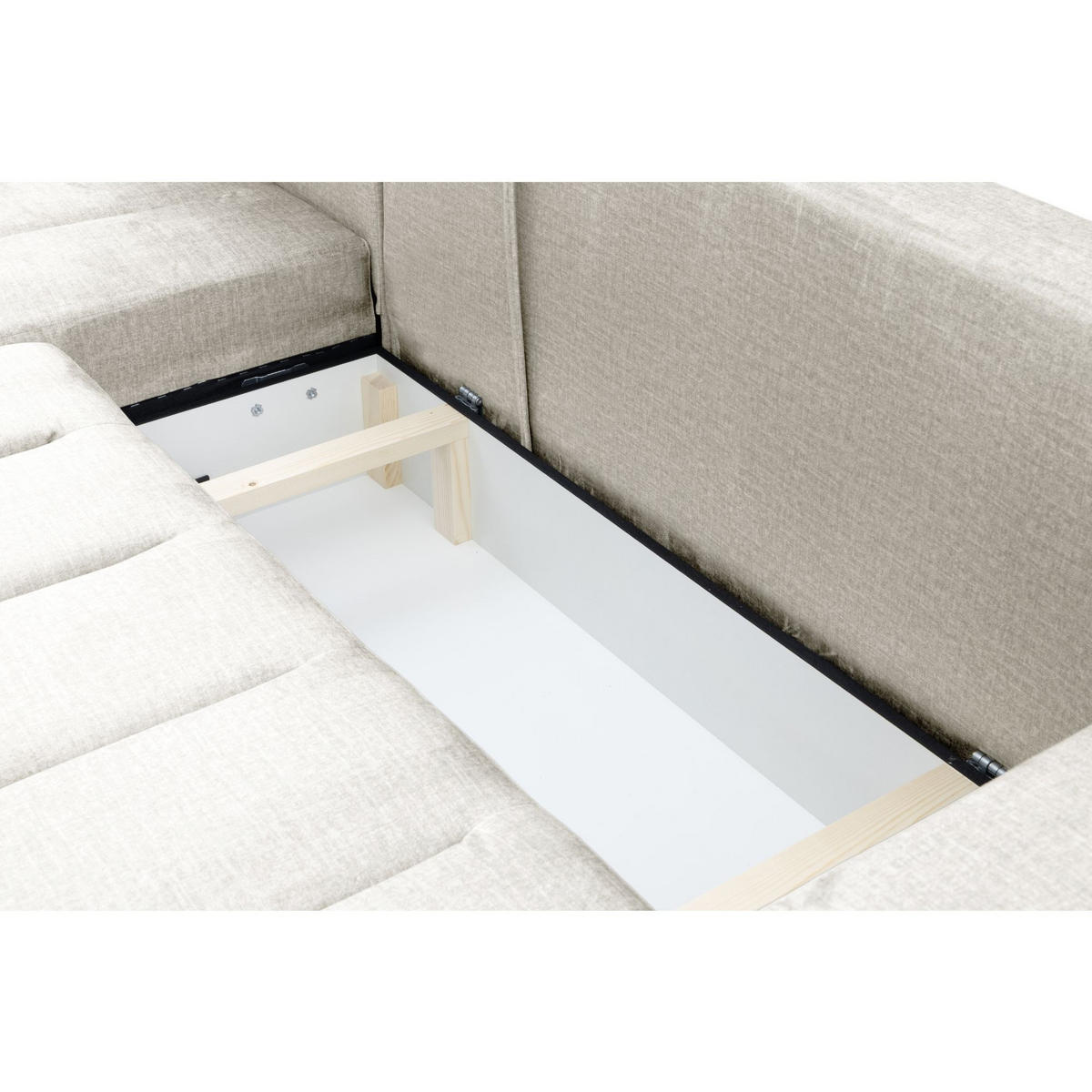 ECKSOFA Piano L Links mit Schlaffunktion 137x234 Velours Creme - Silberfarben/Creme, Holz/Textil (278/178cm) - Muffo