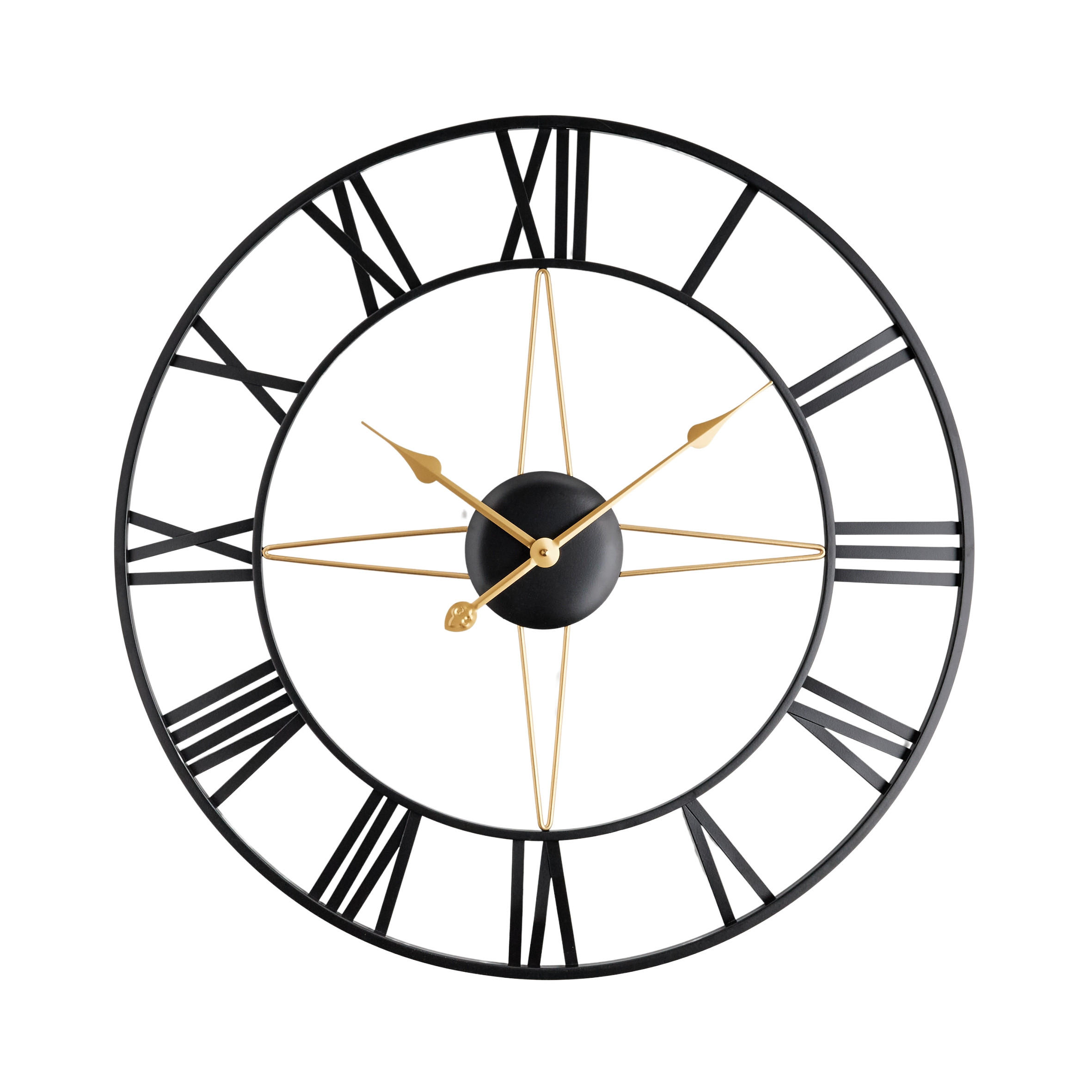 WANDUHR Industriano 70x70cm, Schwarz - Schwarz, Metall (70/4.5/70cm) - home&you