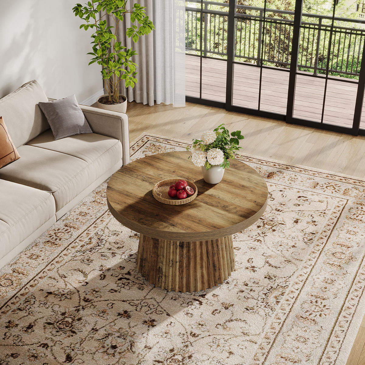 BEISTELLTISCH Rund Holzoptik 80/80/45 cm - Hellbraun, Holzwerkstoff (80/80/45cm) - Quality Elegance