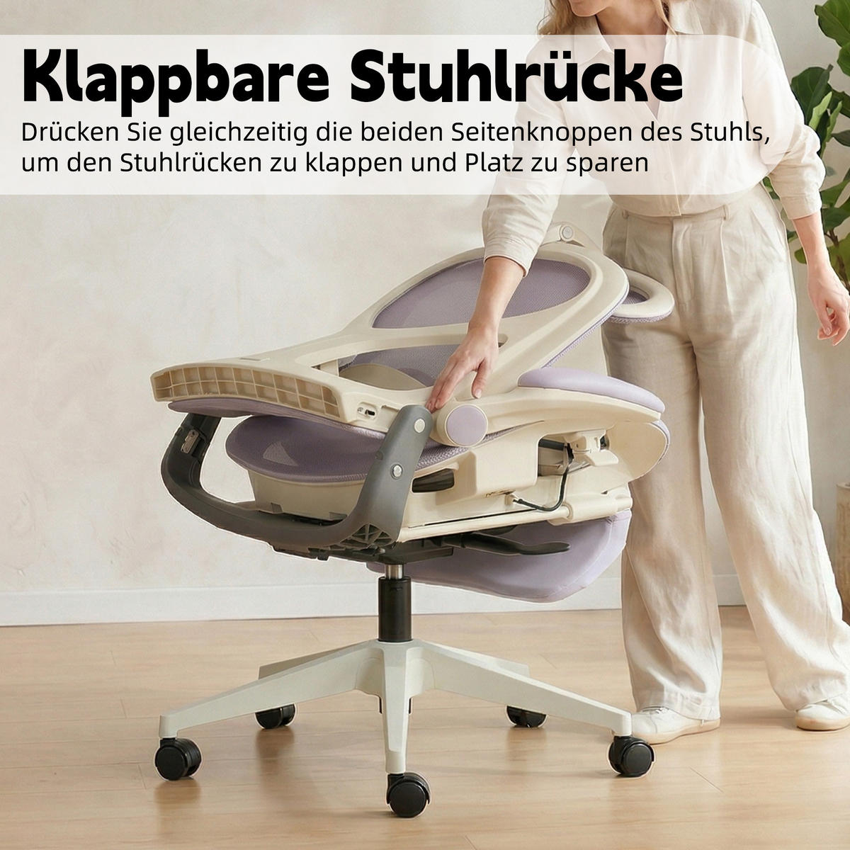 DREHSTUHL DE-40937 mit klappbarer Rückenlehne und 3D-Kopfstütze Violett - Lila, Metall (62/129/48.5cm) - ComfortXL