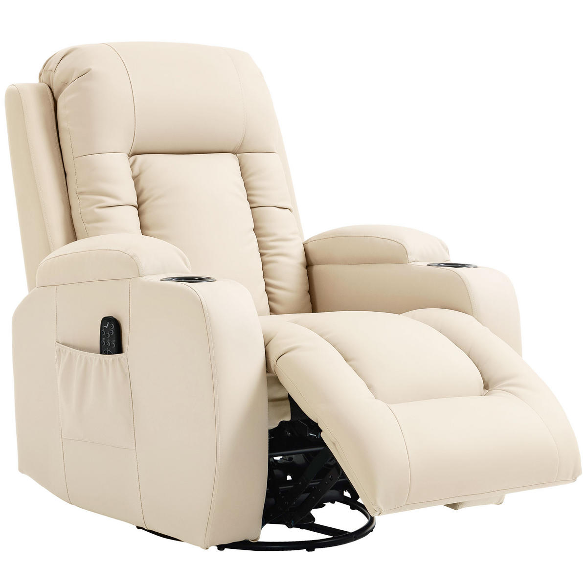 MASSAGESESSEL DE-15444 8 Massagepunkte mit Heizung und 360° Drehung Creme - Creme, Leder (82/103/99cm) - ComfortXL