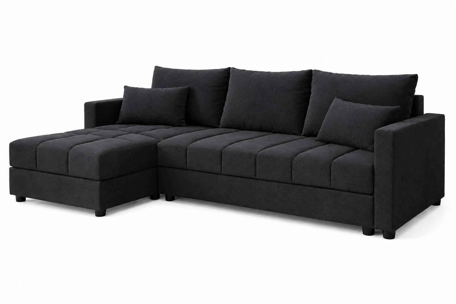 WOHNLANDSCHAFT AURELIA– Ecksofa in L-Form mit Schlaffunktion Bettkasten & Kissen Stoff KRONOS 226 cm Anthrazit - Anthrazit, Kunststoff (226/140cm) - Wohnideebilder