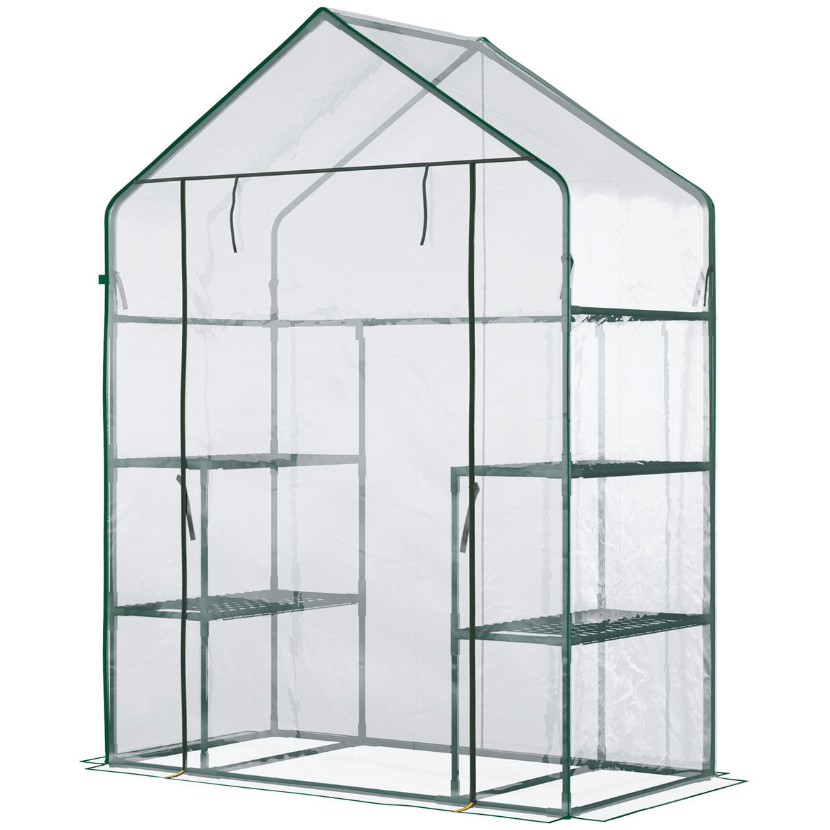 FOLIENGEWÄCHSHAUS DE-05751 Begehbar mit 6 Regalen Transparent - Transparent, Kunststoff/Metall (73/195/142cm) - ComfortXL