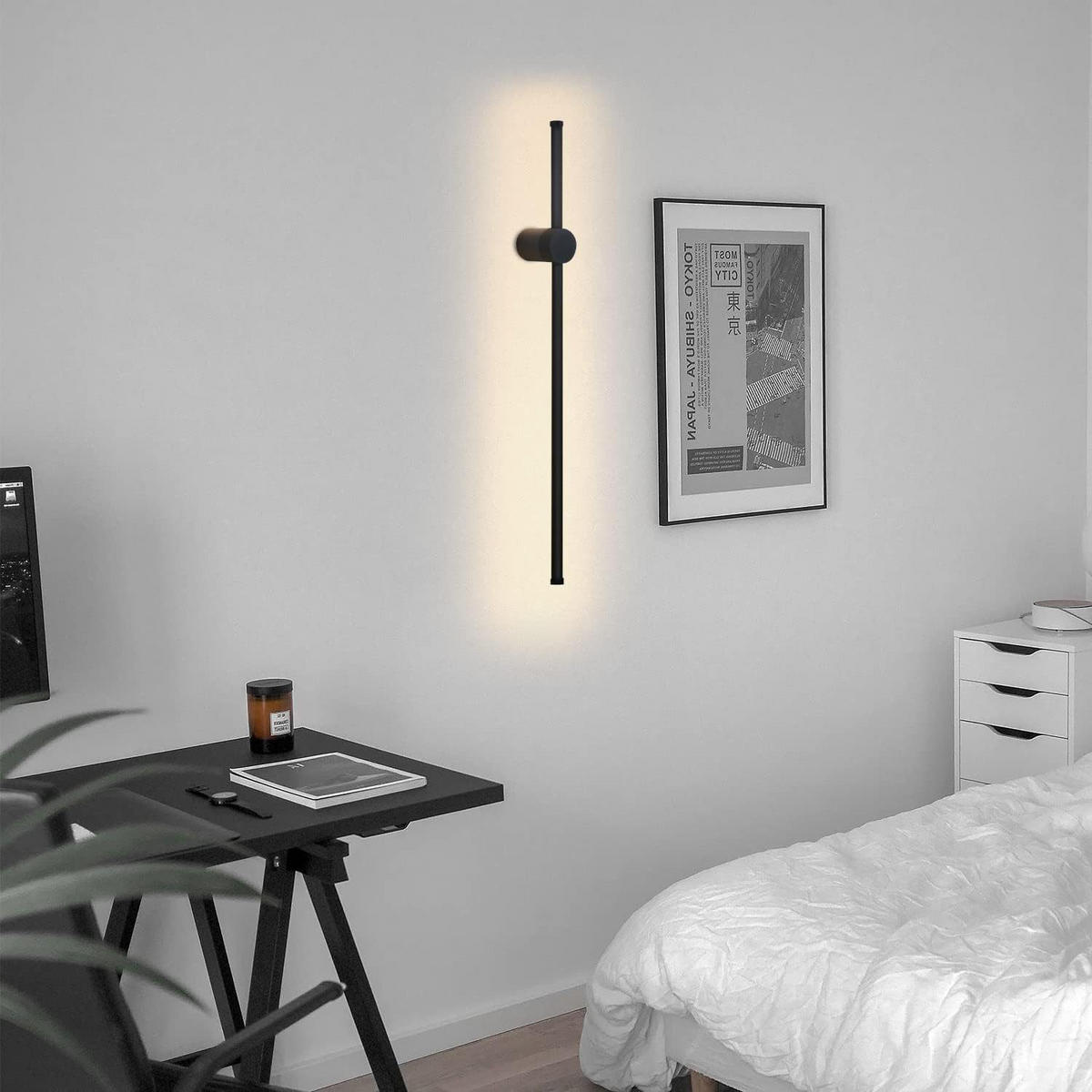 LED - WANDLEUCHTE Flussith (2er-Set) 10.0/6.0/60.0 cm - Schwarz, Metall (10/6/60cm) - ZMH
