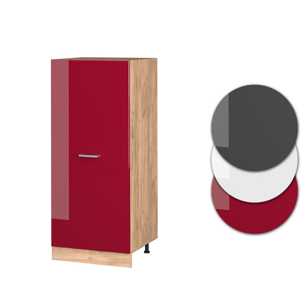 HOCHSCHRANK R-Line Rot Hochglanz 60 cm - Honigeiche/Bordeaux, Holzwerkstoff (60/143/57cm) - Vicco