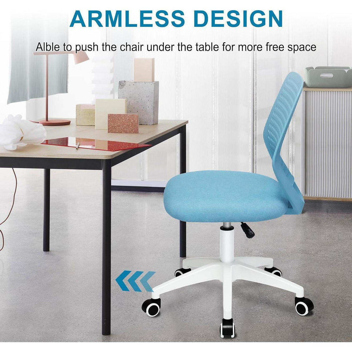 BÜROSTUHL Blau Mesh mit Rollen - Blau, Textil (44.5/97/44cm)