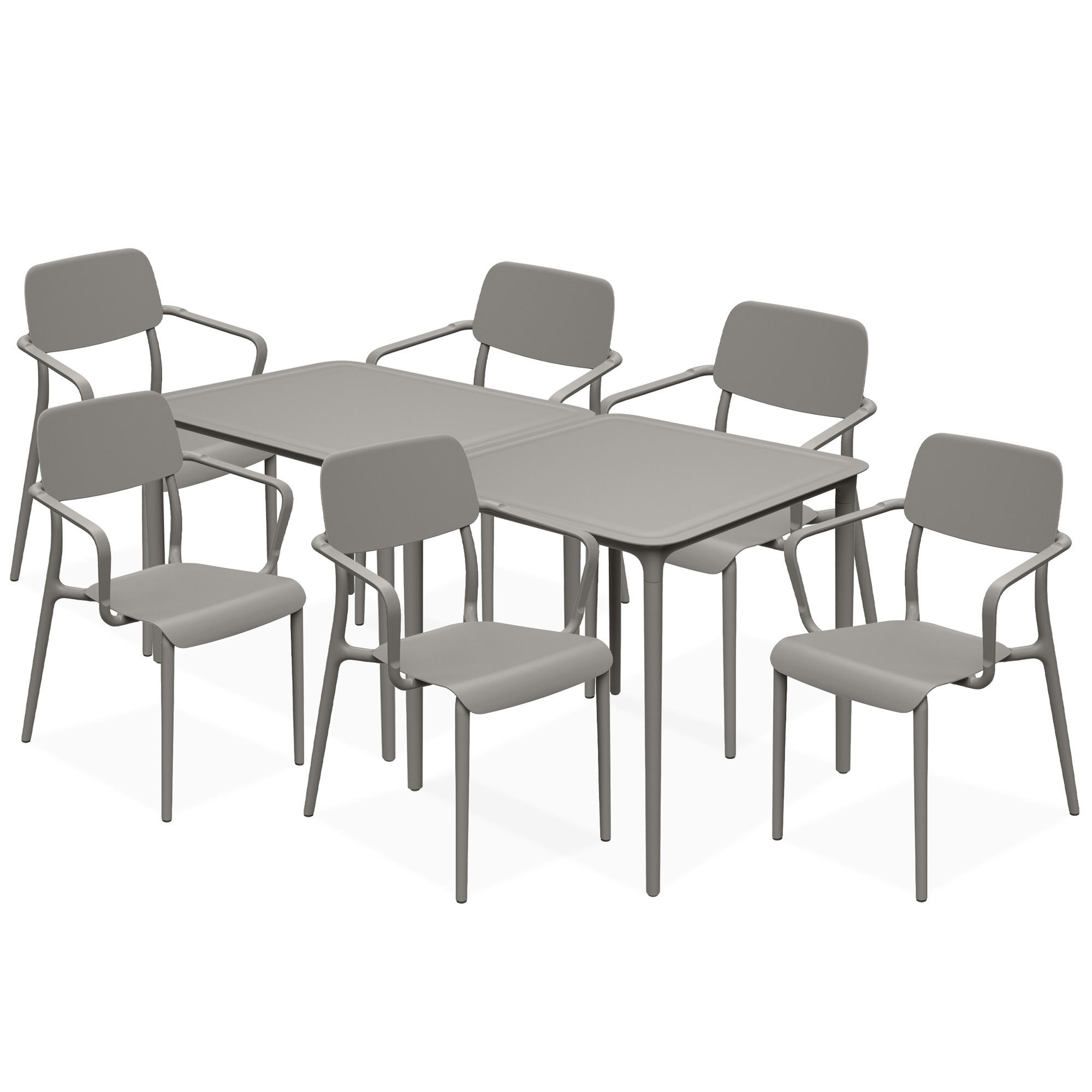 GARTENMÖBEL-SET GALIO, 8-tlg - Graubraun, Kunststoff - KONSIMO®
