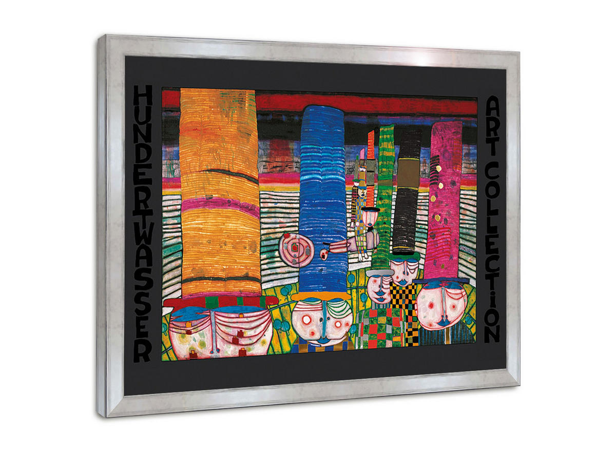 BILD gerahmt 72x53 cm Friedensreich Hundertwasser „Hüte tragen“ - Gelb, Holz (72/53cm) - artissimo