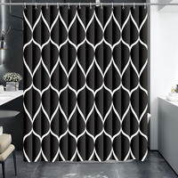 DUSCHVORHANG Schwarz Polyester wasserfest schnell trocknend maschinenwaschbar - Schwarz, Kunststoff (200/180cm) - MCBOSON