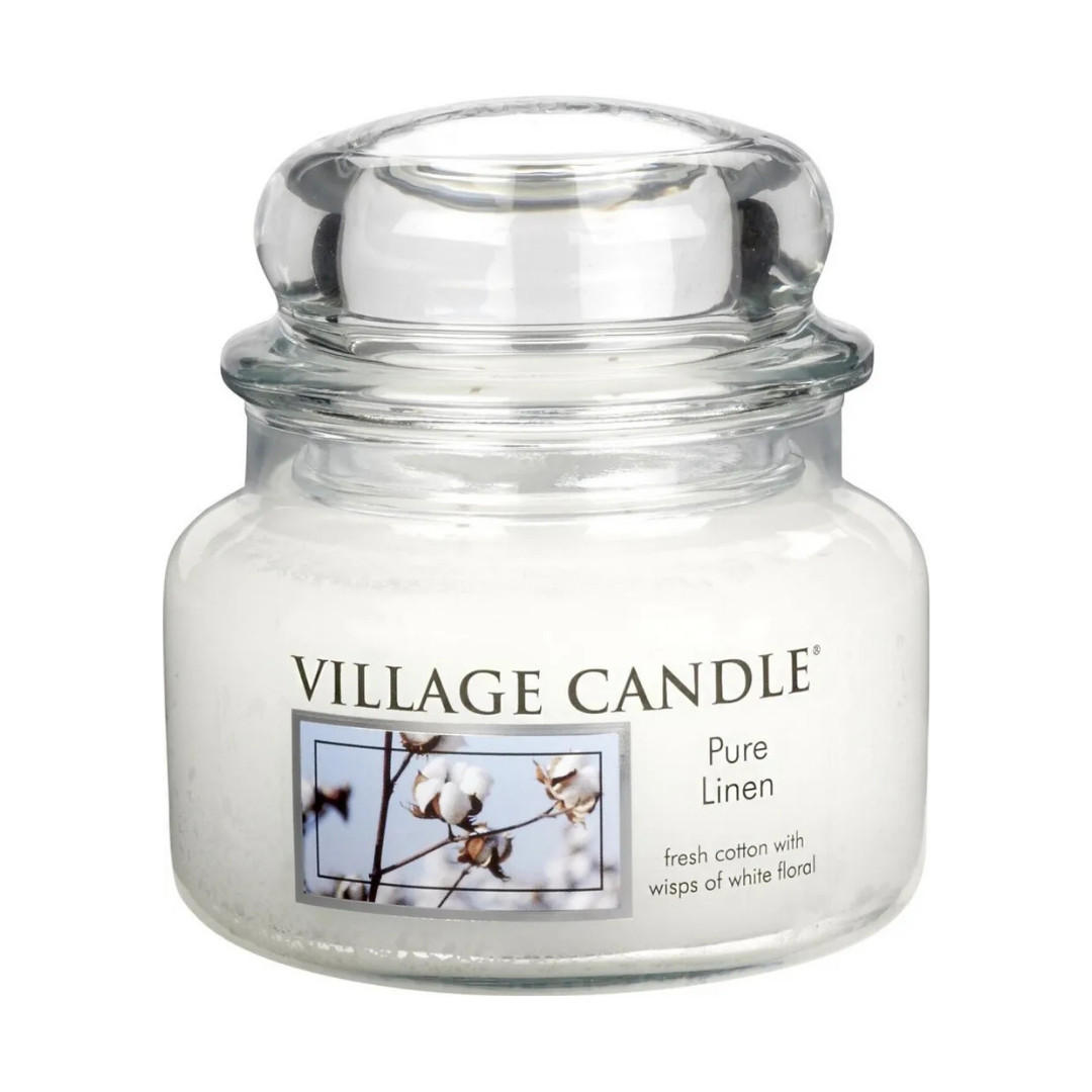 DUFTKERZE Pure Linen Weiß 254g Glas, Aromakerze, Raumduftkerze, Duftglas, Wellnesskerze, Frischeduft, Duftwachs, Wohndeko, Geschenkidee, Candle - Weiß, Glas/Paraffin (10cm) - Village Candle