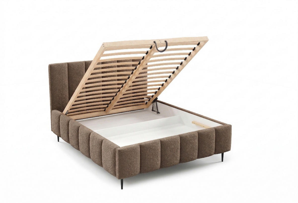 POLSTERBETT mit Bettkasten 160x200 cm in Braun - Braun, Metall (160/200cm) - Home Collective
