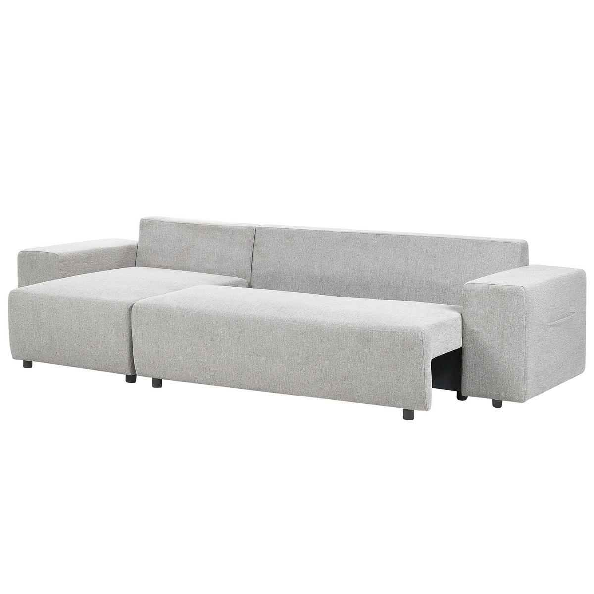 3-SITZER-ECKSOFA hellgrau linksseitig mit Schlaffunktion Stauraum Luspa - Schwarz/Grau, Textil (294/130cm) - Beliani