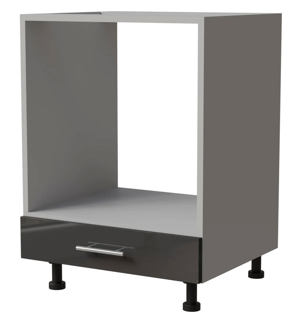 HERDUMBAUSCHRANK Essen D11K/60 Graphit Hochglanz / Grau Matt 60 / 50 / 82cm - Graphitfarben/Grau, Holz/Holzwerkstoff (60/82/50cm) - Feldmann-Wohnen