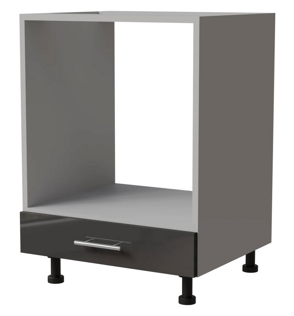 HERDUMBAUSCHRANK Essen D11K/60 Graphit Hochglanz / Grau Matt 60 / 50 / 82cm - Graphitfarben/Grau, Holz/Holzwerkstoff (60/82/50cm) - Feldmann-Wohnen