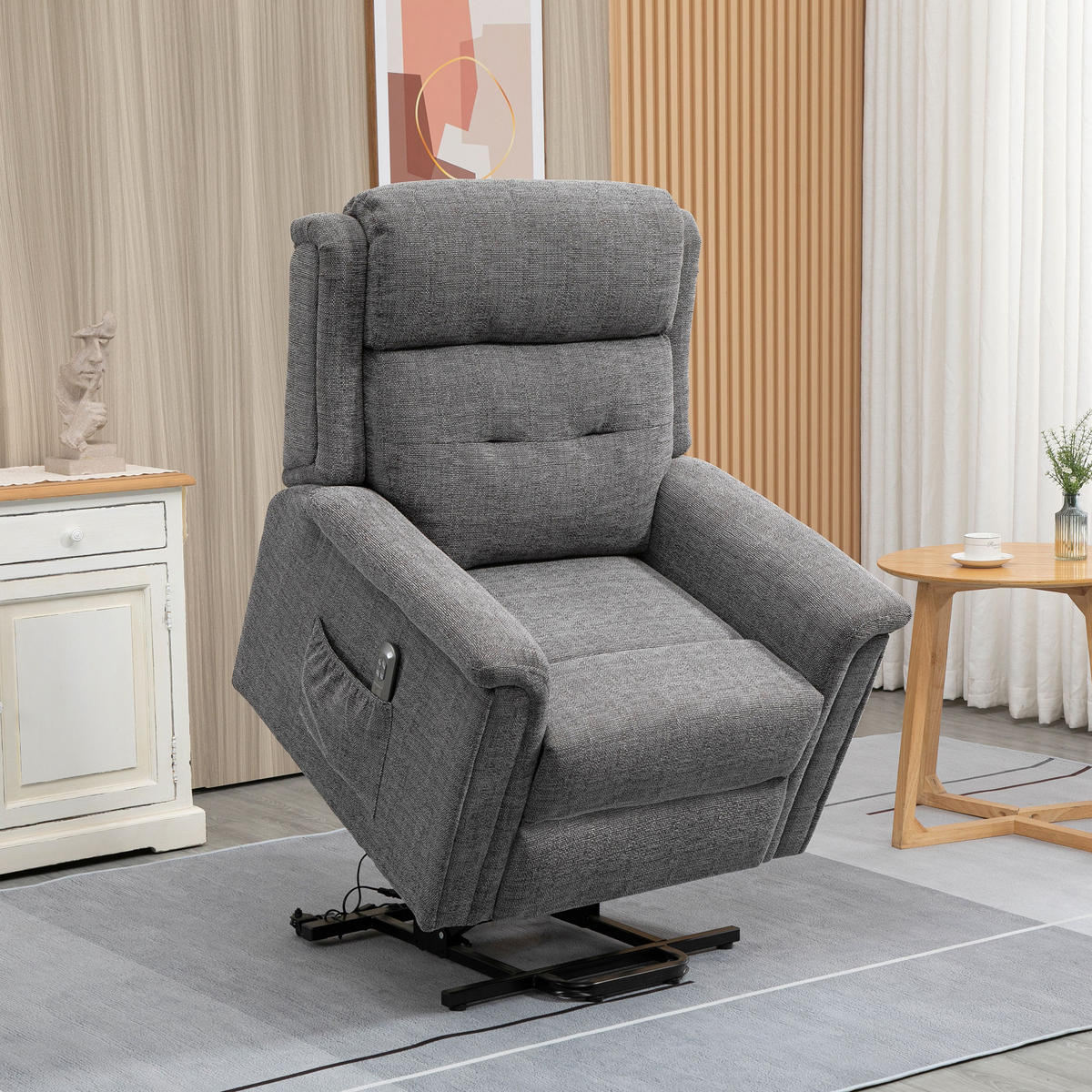 FERNSEHSESSEL mit Aufstehhilfe, Grau - Grau, Kunststoff (87/108/92cm) - HOMCOM