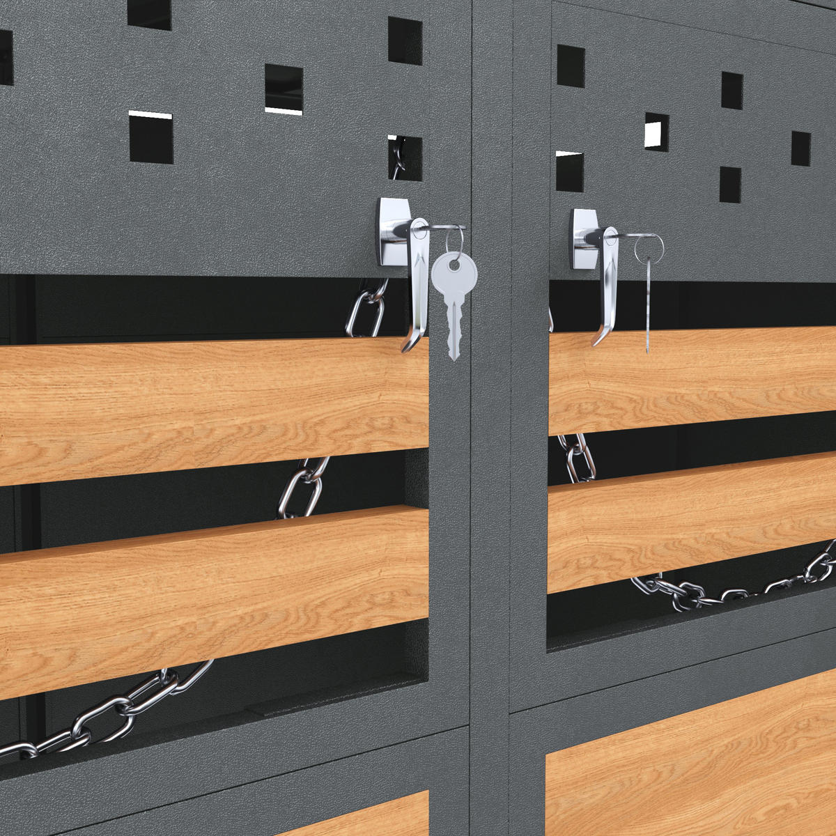 MÜLLTONNENBOX aus Metall in Anthrazit Natur mit Pflanzendach - Grau, Metall (132/125/80cm) - Modfu