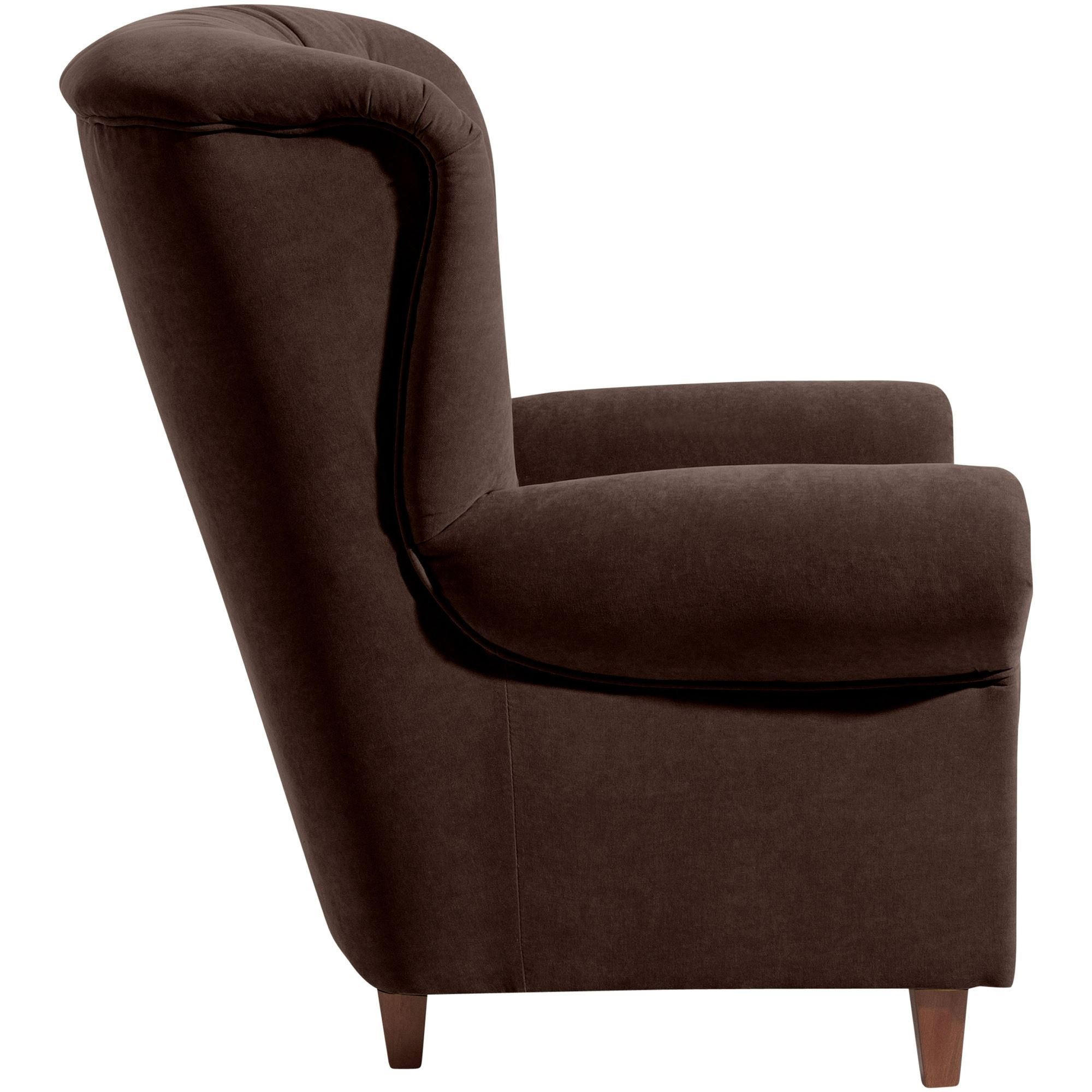 HOCHLEHNSESSEL Katrin Bezug Veloursstoff Buche nussbaum dunkel / braun - Braun, Kunststoff (91/98/90cm) - 58aufmkessel