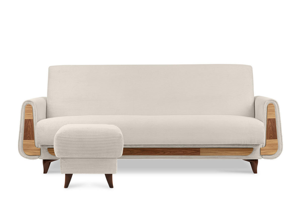FUẞSTÜTZE GUSTAVO II, Cremefarbig - Creme/Braun, Holz/Holzwerkstoff (53/49/53cm) - KONSIMO®