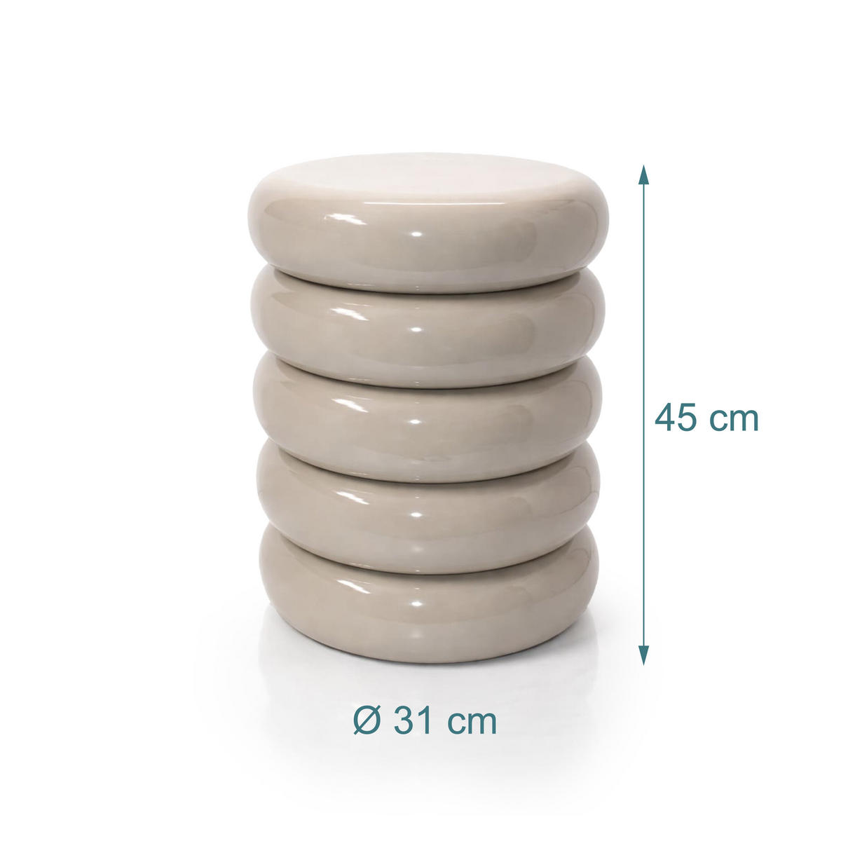 STRANSKA miza - bež, kovina (31/31/45cm) - Relaxdays