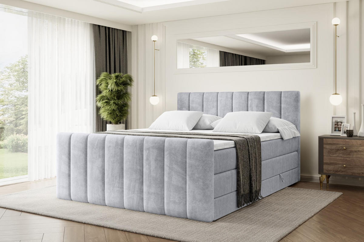 BOXSPRINGBETT OTTA-Z KING - 140x200 - H3/H4 - Hellgrau - Hellgrau, Holzwerkstoff (140/200cm) - ALTDECOR
