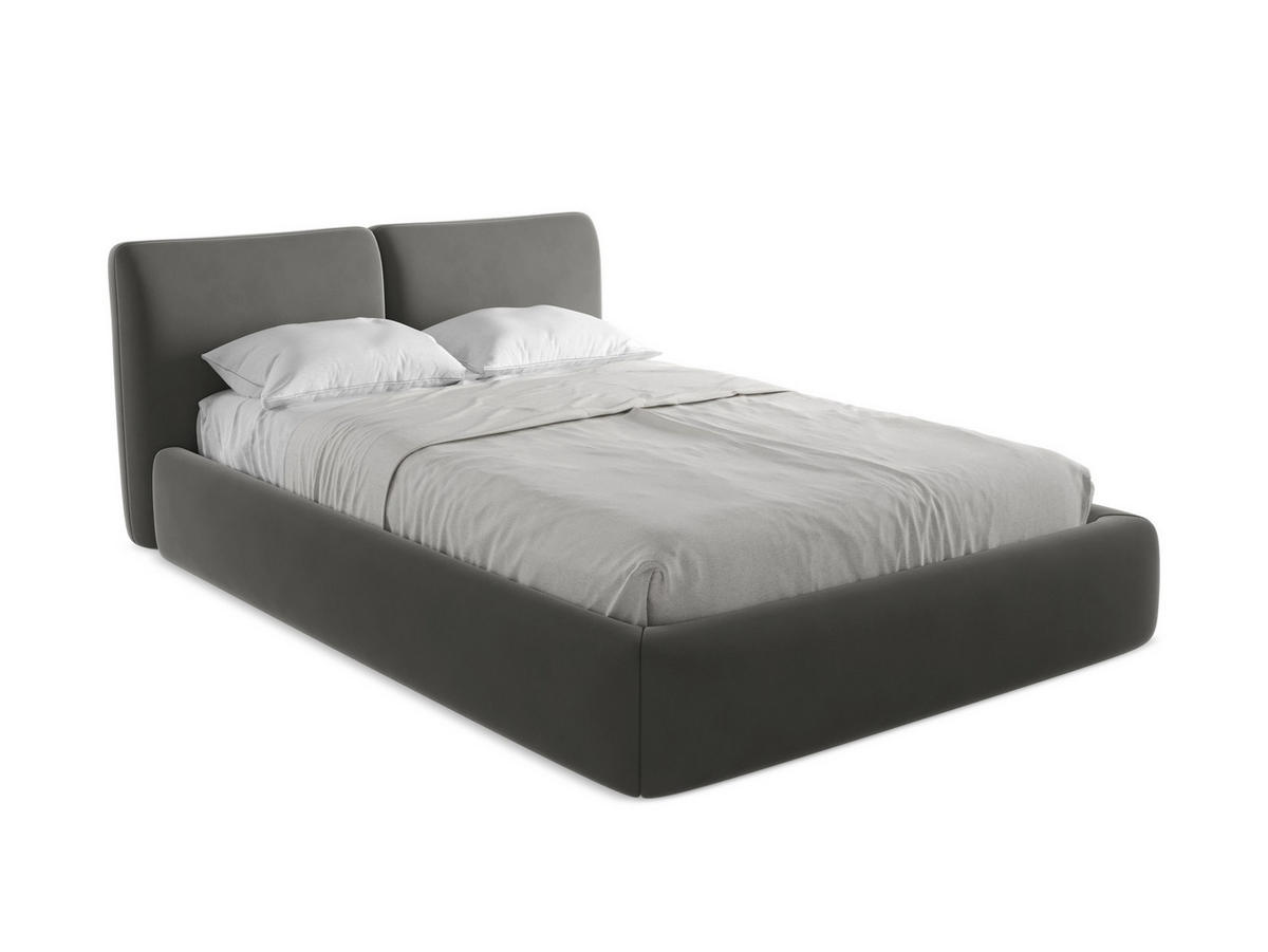 POLSTERBETT mit Bettkasten und Lattenrost 160x228 Grau - Dunkelgrau/Schwarz, Kunststoff/Textil (140/200cm) - Makamii