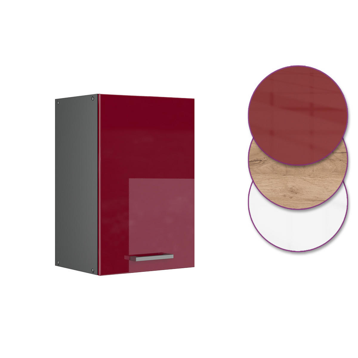 HÄNGESCHRANK R-Line Rot Hochglanz 40 cm - Anthrazit/Rot, Holzwerkstoff (40/60/31cm) - Vicco
