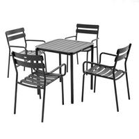 GARTENTISCH quadratisch und 4 Sessel, Schwarz - Schwarz, Metall - Oviala