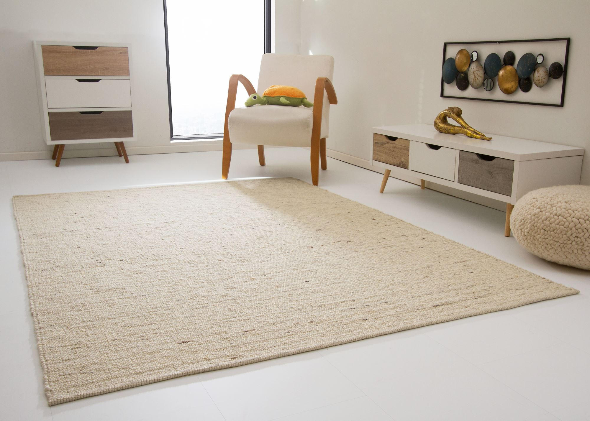 HANDWEBETEPPICH 90/160 cm Leutasch - Creme, Naturmaterialien (90/160cm) - Steffensmeier