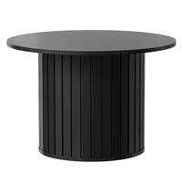 COUCHTISCH Zalia mit geriffeltem Sockel, runde Tischplatte 70 cm, im Retro-Stil, Schwarz - Schwarz, Holzwerkstoff (70/70/47cm) - Beautysofa