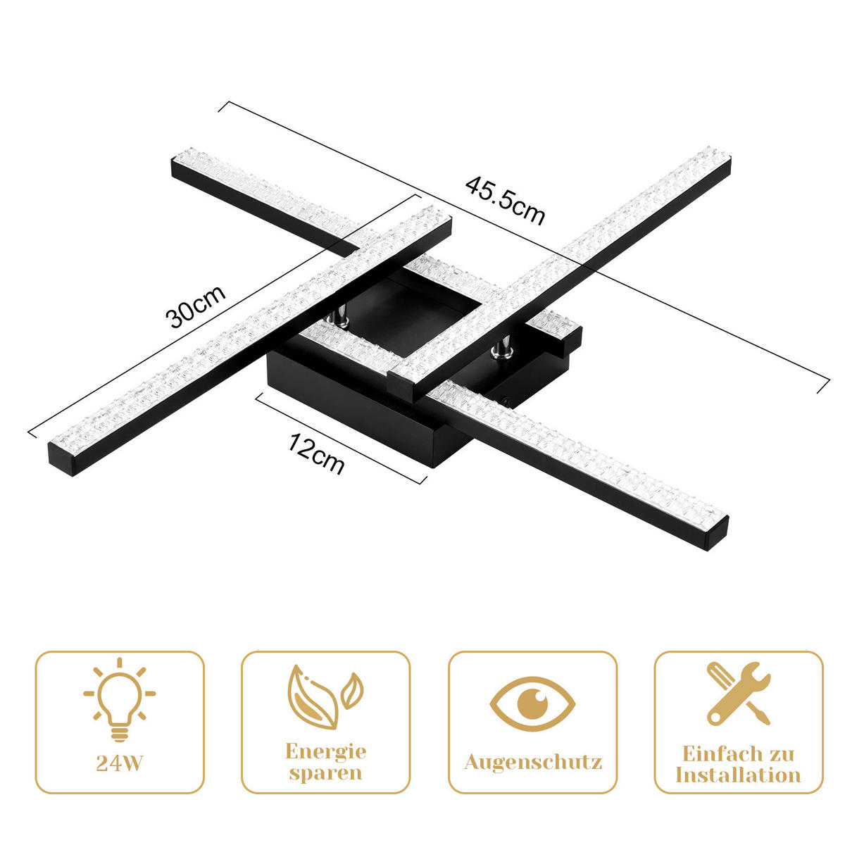 LED-DECKENLEUCHTE Wagner 46/46/6 cm - Schwarz, Metall (46/46/6cm) - Nettlife