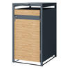 MÜLLTONNENBOX 1er Anthrazit-Lärchenoptik - Hellbraun, Metall (80/116.3/68cm) - ML-DESIGN