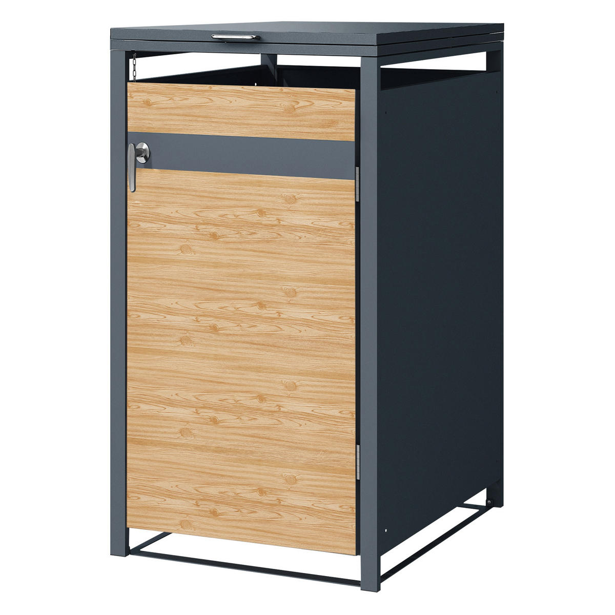 MÜLLTONNENBOX 1er Anthrazit-Lärchenoptik - Hellbraun, Metall (80/116.3/68cm) - ML-DESIGN