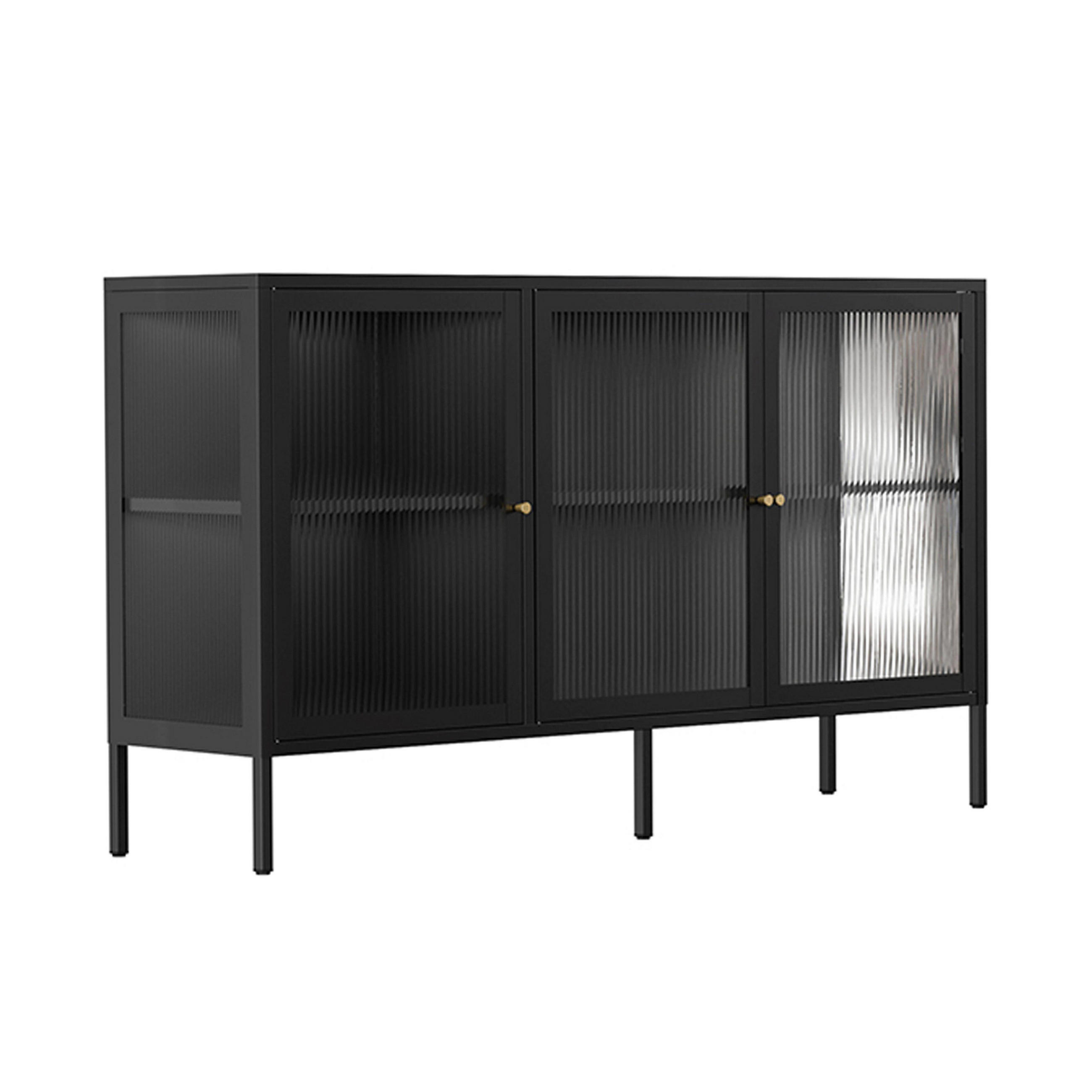 SIDEBOARD, Schwarz - Schwarz, Metall (35/80/140cm) - Oviala