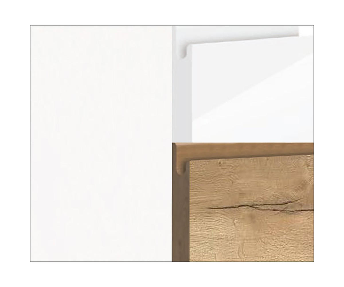 KÜCHENLEERBLOCK Arezzo weiß matt / Halifax Eiche & weiß Acryl Hochglanz 10-teilig - Braun/Weiß, Holzwerkstoff (370/207/59cm) - Feldmann-Wohnen