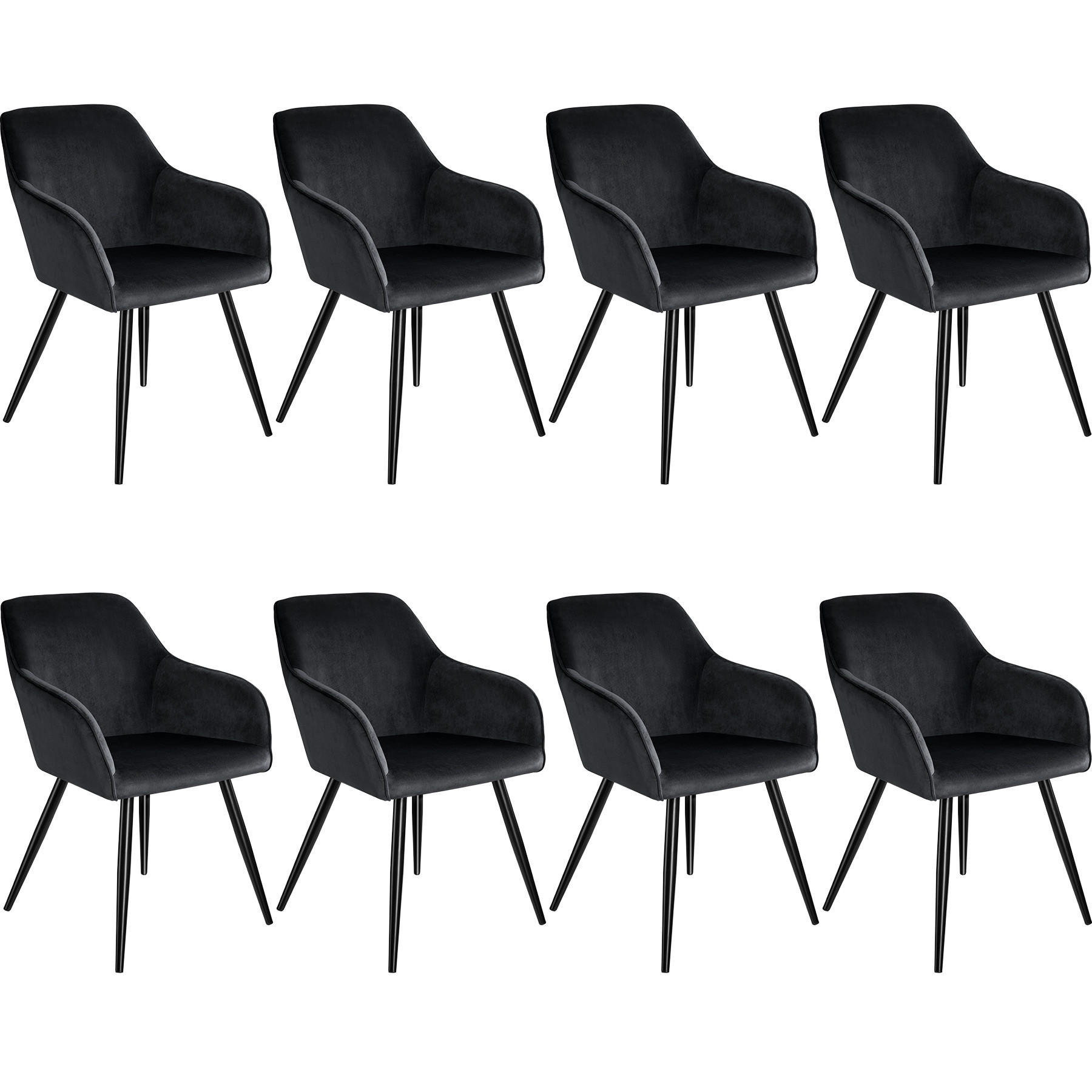 ESSZIMMERSTUHL 8er Set Marilyn 58 x 62 x 82 cm schwarz - Schwarz, Textil (58/82/62cm) - tectake