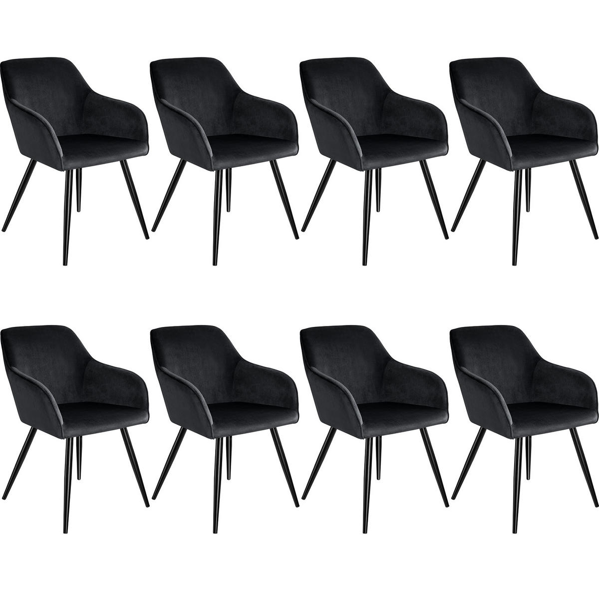 ESSZIMMERSTUHL 8er Set Marilyn 58 x 62 x 82 cm schwarz - Schwarz, Textil (58/82/62cm) - tectake