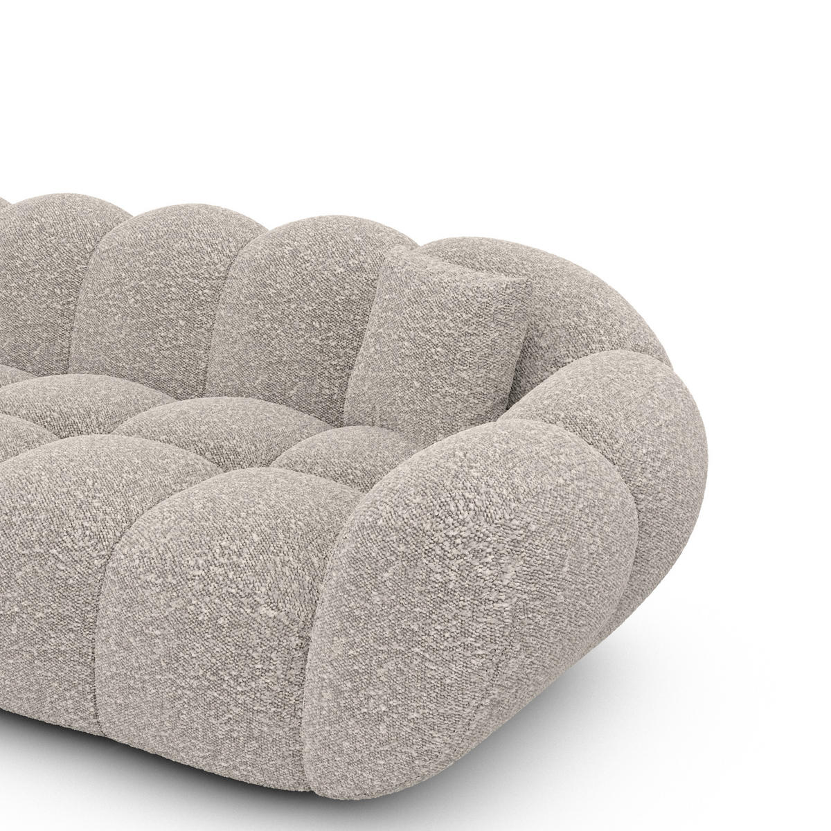 ECKSOFA Liva Sand Bouclé L-Form Links - Sandfarben, Textil (265/160cm) - VAROYAL