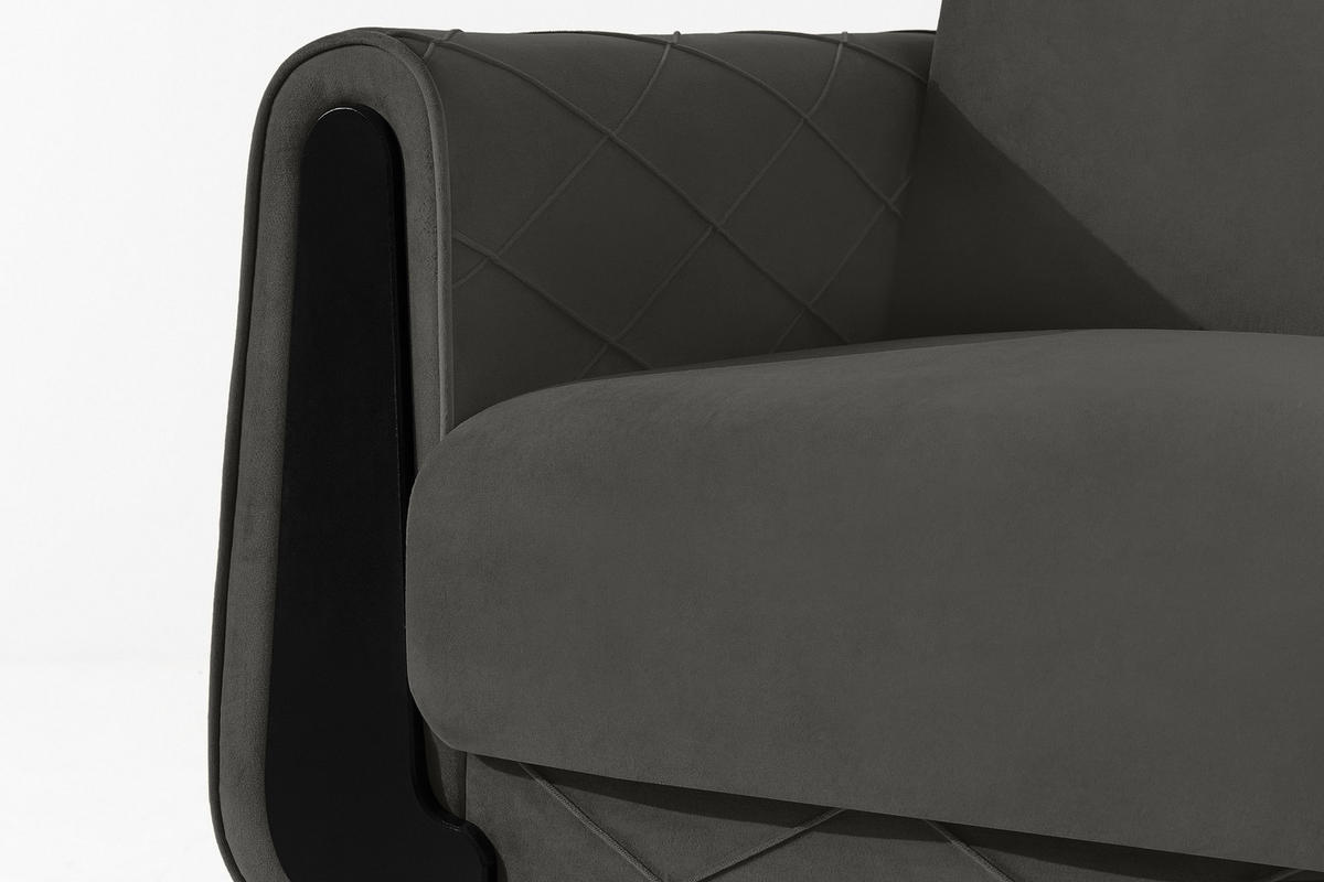 3-SITZER-SOFA GUSTAVO III Sofa 3 Velours, Anthrazit - Anthrazit, Holz/Holzwerkstoff (230/98/98cm) - KONSIMO®