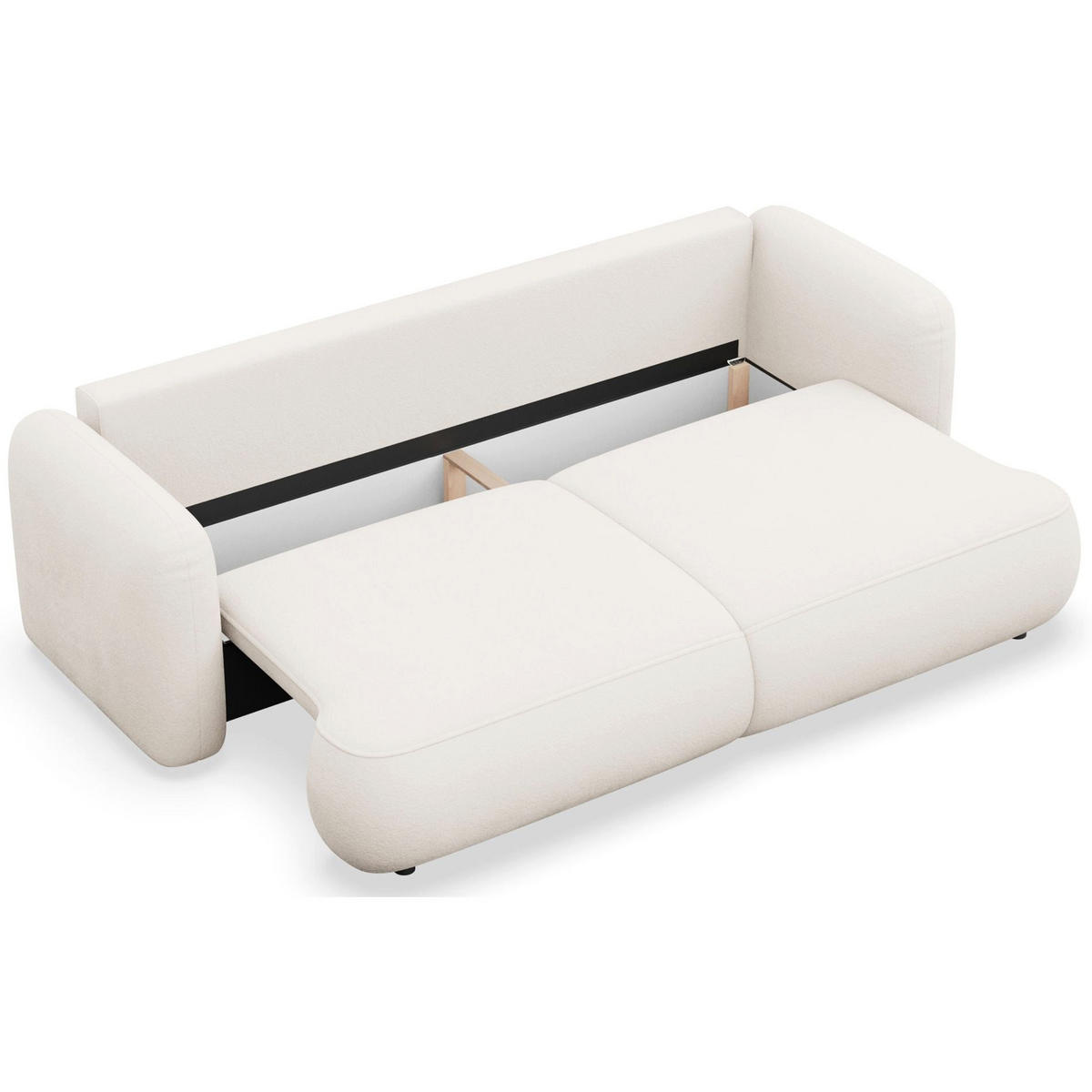 3-SITZER SCHLAFSOFA Tvoya Creme Chenille - Creme/Schwarz, Kunststoff/Textil (253/82/110cm) - Selsey