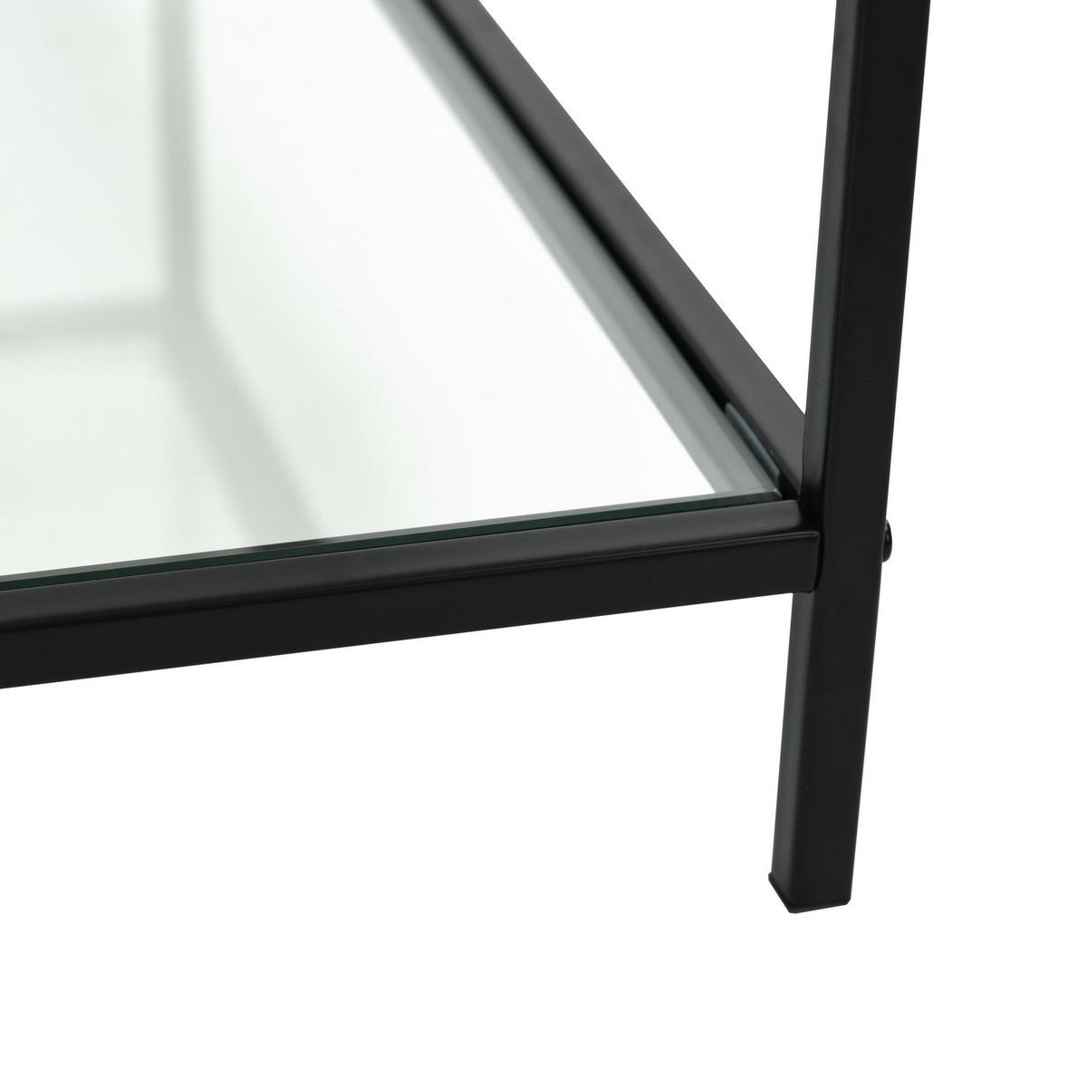 COUCHTISCH Glasplatte kratzfest & Metallgestell stabil 80X80cm - Transparent/Schwarz, Glas/Metall (80/80/42cm) - Urban Meuble